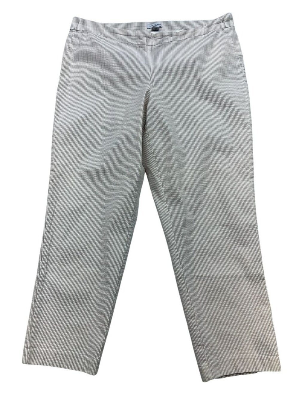 Carolina Belle Women's Seersucker Pull On Pants Flat Front Size 20W Tan White